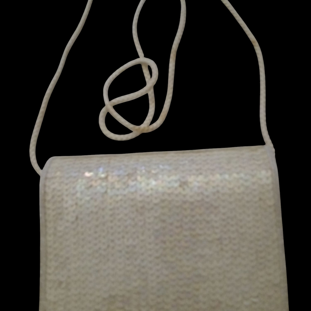 Elegant White Sequin Shoulder Bag